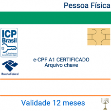 Certificado Pessoa Física e-CPF A1 - validade 1 ano - Armazenado no Computador