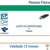 Certificado Pessoa Física e-CPF A3 - Validade 1 ano + Token