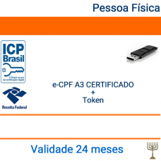 Certificado Pessoa Física e-CPF A3 - Validade 2 anos + Token 