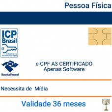 Certificado Pessoa Física e-CPF A3 - Validade 3 anos  - Apenas Certificado