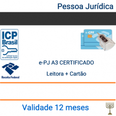 Certificado Pessoa Jurídica CNPJ A3 - Validade 1 ano + Cartão + Leitora