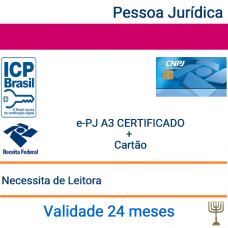 Certificado Pessoa Jurídica e-CNPJ A3 - Validade 2 anos + Cartão