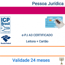 Certificado Pessoa Jurídica e-CNPJ A3 - Validade 2 anos + Cartão + Leitora 