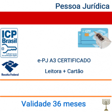 Certificado Pessoa Jurídica CNPJ A3 - Validade 3 anos + Cartão + Leitora